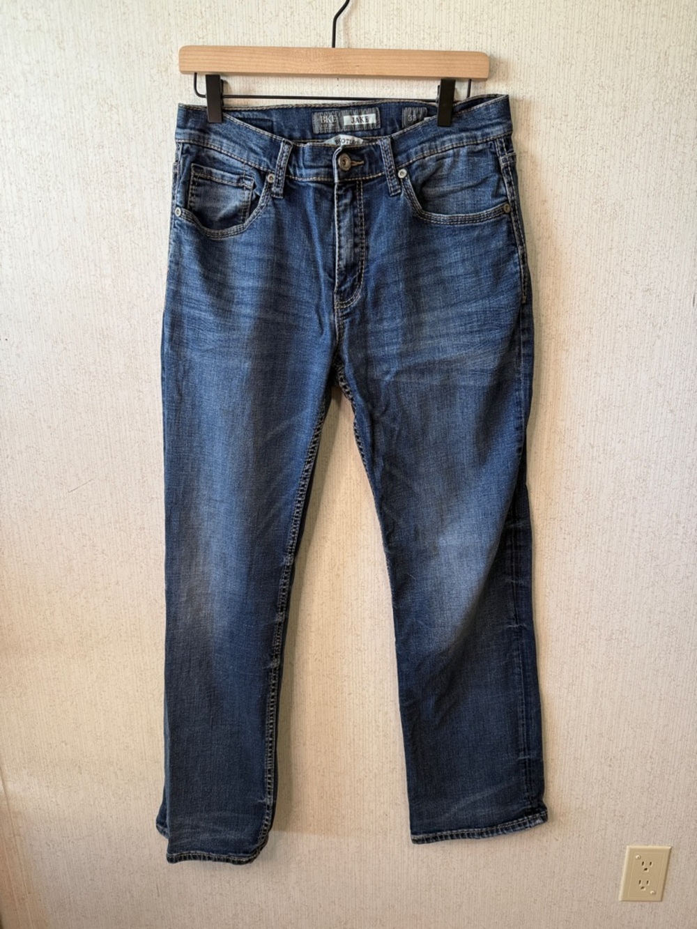 BKE Men’s Straight Jeans - Mid Blue Wash